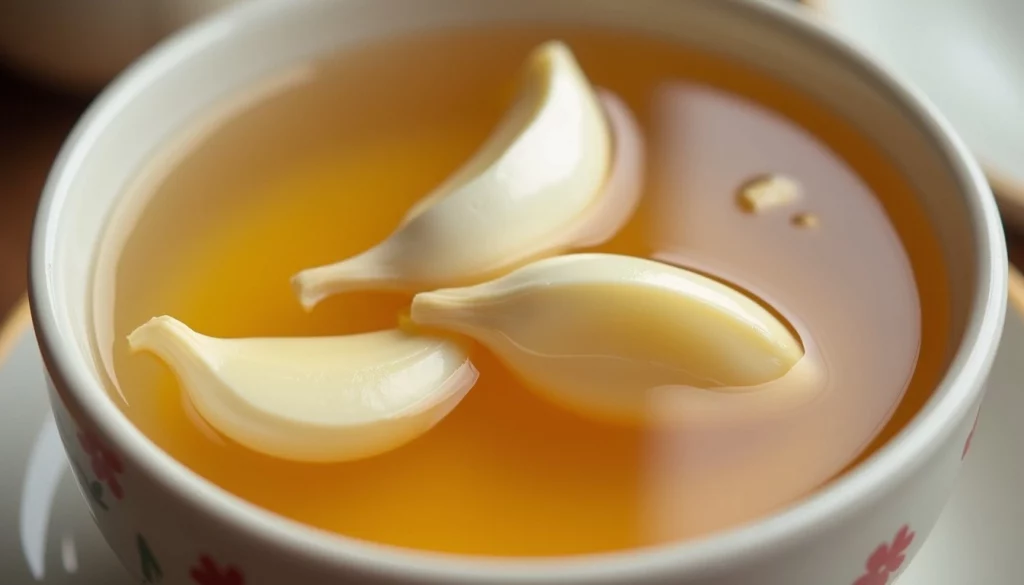 tisana a base di aglio con spicchi freschi per la salute del sistema cardiovascolare