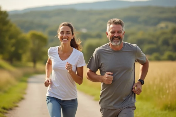 Copertina articolo su strategie efficaci per dimagrire con coppia che corre in un paesaggio naturale