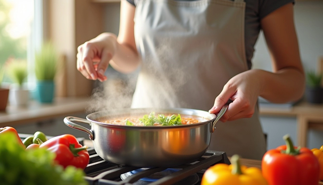 Copertina dell’articolo sulle zuppe dimagranti fai da te con verdure fresche e pentola fumante