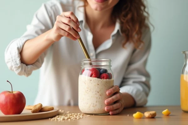 Colazione salutare con overnight oats e smoothie energizzante