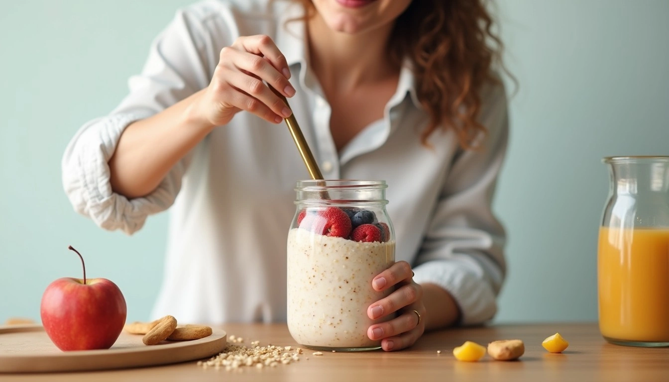 Colazione salutare con overnight oats e smoothie energizzante